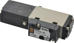 SMC PNEUMATICS - 0.8 CV Flow Rate, Single Solenoid Pilot Operated Valve - 5 Port, 2 Position, Spring Return, 1/4" NPT Inlet, 24 V - Industrial Tool & Supply