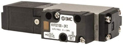 SMC PNEUMATICS - 0.8 CV Flow Rate, Single Solenoid Pilot Operated Valve - 5 Port, 2 Position, Spring Return, 1/4" NPT Inlet, 110 V - Industrial Tool & Supply