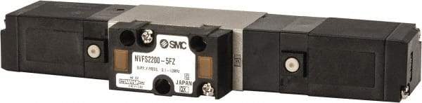 SMC PNEUMATICS - 0.8 CV Flow Rate, Double Solenoid Pilot Operated Valve - 5 Port, 2 Position, 1/4" NPT Inlet, 24 V - Industrial Tool & Supply