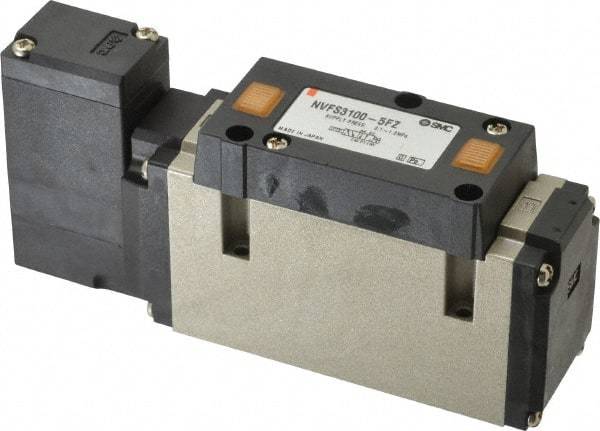 SMC PNEUMATICS - 2 CV Flow Rate, Single Solenoid Pilot Operated Valve - 5 Port, 2 Position, Spring Return, 3/8" NPT Inlet, 24 V - Industrial Tool & Supply