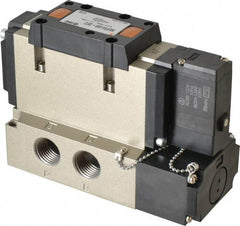 SMC PNEUMATICS - 3.6 CV Flow Rate, Single Solenoid Pilot Operated Valve - 5 Port, 2 Position, Spring Return, 1/2" NPT Inlet, 110 V - Industrial Tool & Supply