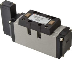 SMC PNEUMATICS - 5.7 CV Flow Rate, Single Solenoid Pilot Operated Valve - 5 Port, 2 Position, Spring Return, 3/4" NPT Inlet, 110 V - Industrial Tool & Supply