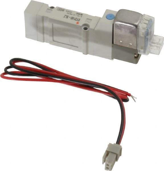 SMC PNEUMATICS - 0.3 CV Flow Rate, Single Solenoid Pilot Operated Valve - 5 Port, 2 Position, Spring Return, 1/4" Push to Connect Inlet, 24 V - Industrial Tool & Supply