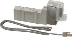 SMC PNEUMATICS - 0.3 CV Flow Rate, Single Solenoid Pilot Operated Valve - 5 Port, 2 Position, Spring Return, 1/4" Push to Connect Inlet, 110 V - Industrial Tool & Supply