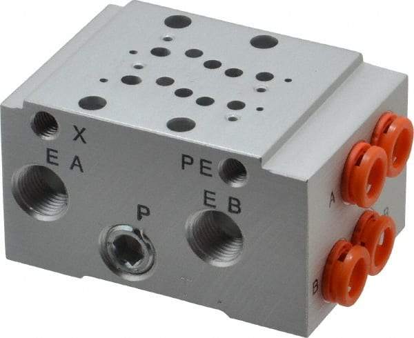 SMC PNEUMATICS - 0.3 CV Flow Rate, 2 Station Pilot Operated Solenoid Valve - 1/4" Push to Connect Inlet, Bar Manifold Base Mounted - Industrial Tool & Supply