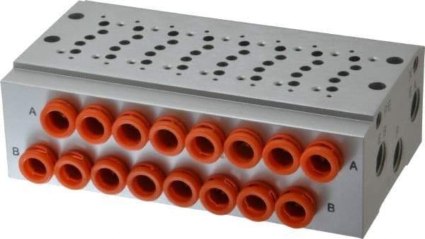 SMC PNEUMATICS - 0.3 CV Flow Rate, 8 Station Pilot Operated Solenoid Valve - 1/4" Push to Connect Inlet, Bar Manifold Base Mounted - Industrial Tool & Supply