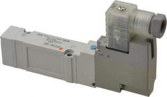 SMC PNEUMATICS - 0.7 CV Flow Rate, Single Solenoid Pilot Operated Valve - 5 Port, 2 Position, Spring Return, 1/4" Push to Connect Inlet, 24 V - Industrial Tool & Supply