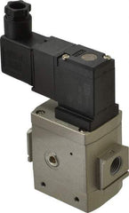 SMC PNEUMATICS - 1/4" Female NPT x 1/8" Gage Port Soft Start-Up Valve - 24V, DC Input, DIN Electrical Entry & 30 to 150 psi - Industrial Tool & Supply