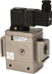 SMC PNEUMATICS - 1/2" Female NPT x 1/8" Gage Port Soft Start-Up Valve - 24V, DC Input, DIN Electrical Entry & 30 to 150 psi - Industrial Tool & Supply