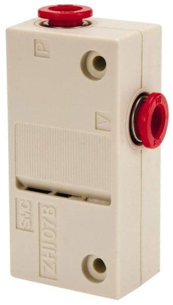 SMC PNEUMATICS - 0.7mm Nozzle High Suction Flow Vacuum Ejector Valve - 1/4" Tube Outside Diam Supply Port x 1/4" Tube Outside Diam Vacuum Port, 14 psi Pressure, 0.71 CFM Air Consumption & 0.71 CFM Max Suction Flow - Industrial Tool & Supply