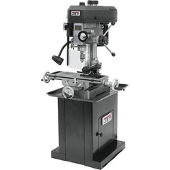 Jet - 1 Phase, 14-1/2" Swing, Step Pulley Mill Drill Machine - 23" Table Length x 7-1/2" Table Width, 14" Longitudinal Travel, 5-1/2" Cross Travel, 12 Spindle Speeds, 1 hp, 115/230 Volts - Industrial Tool & Supply