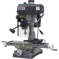 Jet - 1 Phase, 15-7/8" Swing, Step Pulley Mill Drill Machine - 31-3/4" Table Length x 9-1/2" Table Width, 20-1/2" Longitudinal Travel, 7" Cross Travel, 12 Spindle Speeds, 2 hp, 230 Volts - Industrial Tool & Supply