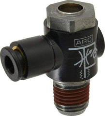 ARO/Ingersoll-Rand - 1/4" Male NPT x 1/4" Female NPT Right Angle Flow Control Valve - Industrial Tool & Supply
