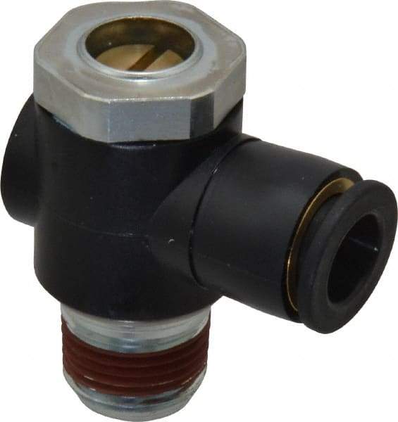 ARO/Ingersoll-Rand - 3/8" Male NPT x 3/8" Female NPT Right Angle Flow Control Valve - Industrial Tool & Supply