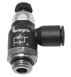 Legris - 5/32" Tube OD x 1/8 Male NPT Compact Meter Out Flow Control Valve - 14.5 to 145 psi, Nylon - Industrial Tool & Supply