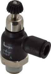 Legris - 1/4" Tube OD x 1/8 Male NPT Compact Meter Out Flow Control Valve - 14.5 to 145 psi, Nylon - Industrial Tool & Supply