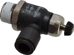 Legris - 3/8" Tube OD x 3/8 Male NPT Compact Meter Out Flow Control Valve - 14.5 to 145 psi, Nylon - Industrial Tool & Supply