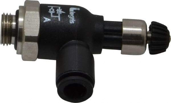 Legris - 6mm Tube OD x 1/8 Male BSPP Compact Meter Out Flow Control Valve - 14.5 to 145 psi, Nylon - Industrial Tool & Supply