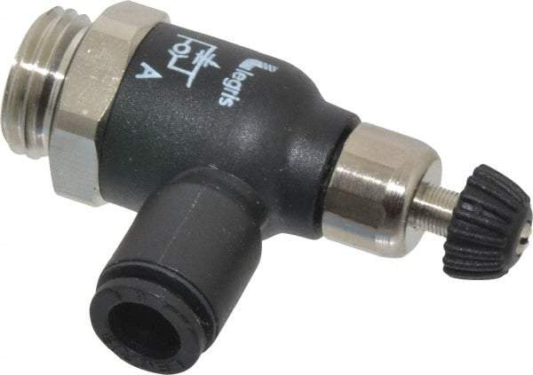 Legris - 6mm Tube OD x 1/4 Male BSPP Compact Meter Out Flow Control Valve - 14.5 to 145 psi, Nylon - Industrial Tool & Supply