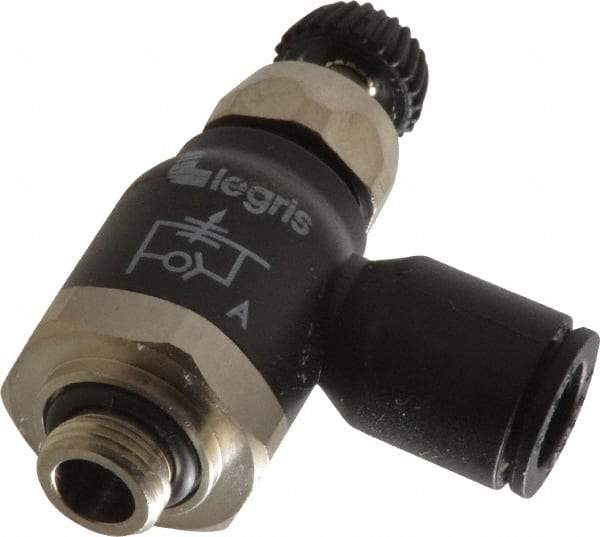 Legris - 8mm Tube OD x 1/8 Male BSPP Compact Meter Out Flow Control Valve - 14.5 to 145 psi, Nylon - Industrial Tool & Supply