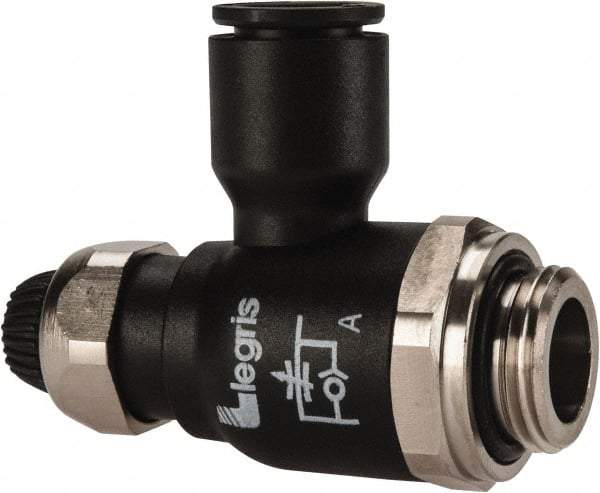 Legris - 10mm Tube OD x 3/8 Male BSPP Compact Meter Out Flow Control Valve - 14.5 to 145 psi, Nylon - Industrial Tool & Supply