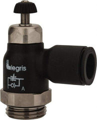 Legris - 12mm Tube OD x 1/2 Male BSPP Compact Meter Out Flow Control Valve - 14.5 to 145 psi, Nylon - Industrial Tool & Supply