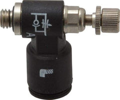 Legris - 10-32 Male NPT x 1/4" Tube OD Miniature Exhaust Valve - Industrial Tool & Supply