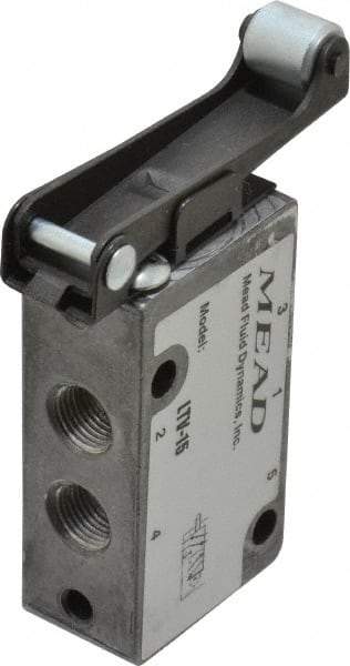 Mead - 4 Way Control Light Touch Valve - 1/8" NPT Inlet, Roller Leaf - Industrial Tool & Supply