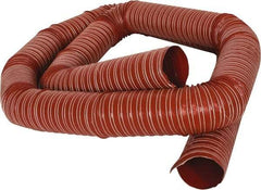 Hi-Tech Duravent - 3" ID, 12 Hg Vac Rating, 30 psi, Fiberglass Vacuum & Duct Hose - 12' Long, Brick Red, 3" Bend Radius, -75 to 500°F (Intermittent to 600) - Industrial Tool & Supply