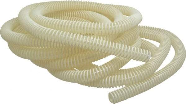 Hi-Tech Duravent - 3/4" ID, 30 Hg Vac Rating, 40 psi, Polyurethane Vacuum & Duct Hose - 25' Long, Clear with Opaque Helix, 2-1/4" Bend Radius, -20 to 180°F - Industrial Tool & Supply