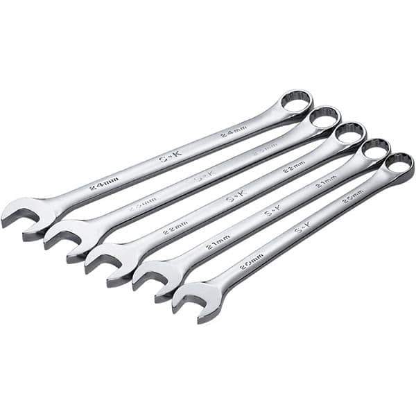 SK - 5 Piece, Combination Wrench Set - Metric System of Measurement, Chrome Finish - Industrial Tool & Supply