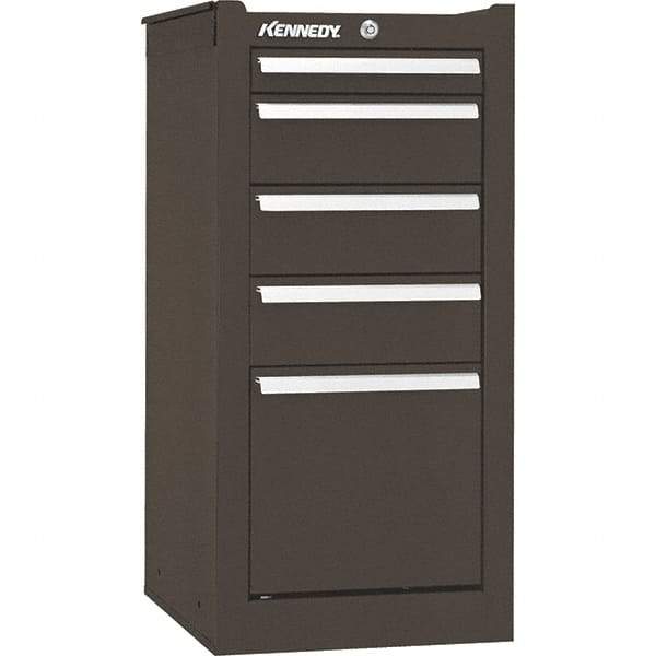 Kennedy - 5 Drawer Brown Side Cabinet - 13-5/8" Wide x 29" High x 20" Deep, Use with 29" Wide Roller Cabinet - Industrial Tool & Supply