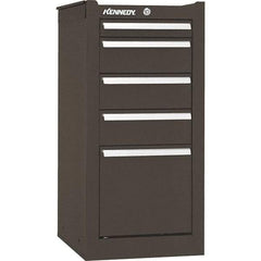 Kennedy - 5 Drawer Brown Side Cabinet - 13-5/8" Wide x 29" High x 20" Deep, Use with 29" Wide Roller Cabinet - Industrial Tool & Supply