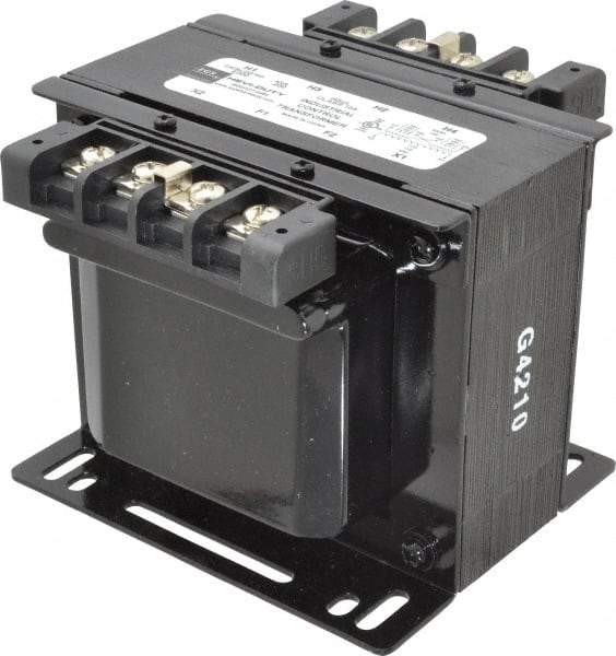 Sola/Hevi-Duty - 1 Phase, 0.2 kVA, Control Transformer - 2 Input, 1 Output Winding, 60, 50/60 at 220 V x 440 V, 50/60 at 230 V x 460 V Hz, 4.79 Inch Deep x 3.89 Inch High, 131°F Temp Rise - Industrial Tool & Supply