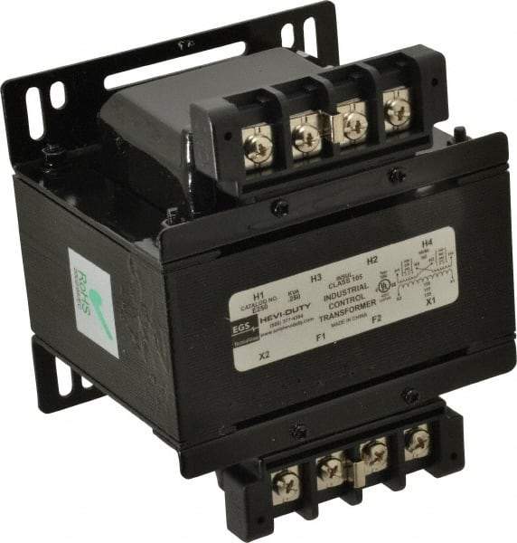 Sola/Hevi-Duty - 1 Phase, 1/4 kVA, Control Transformer - 2 Input, 1 Output Winding, 60, 50/60 at 220 V x 440 V, 50/60 at 230 V x 460 V Hz, 5.21 Inch Deep x 3.89 Inch High, 131°F Temp Rise - Industrial Tool & Supply
