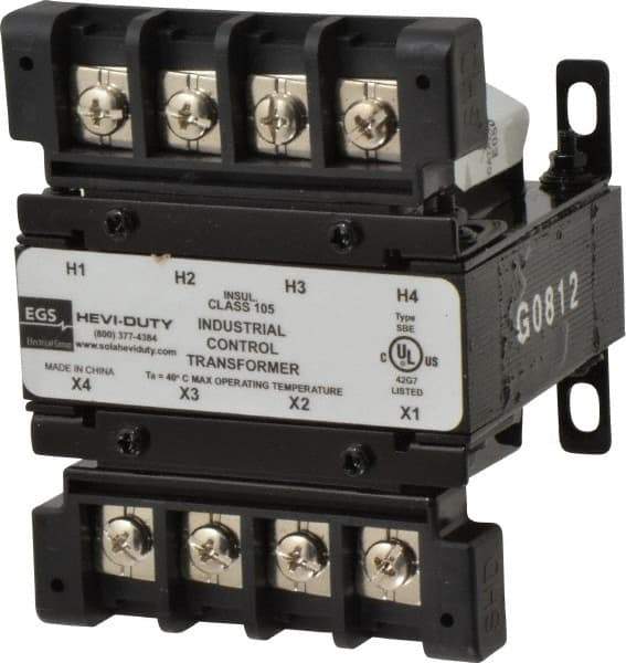 Sola/Hevi-Duty - 1 Phase, 0.05 kVA, Control Transformer - 60 Hz, 3.99 Inch Deep x 2.72 Inch High, 131°F Temp Rise - Industrial Tool & Supply