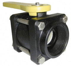 Green Leaf - 1-1/4" Pipe, Full Port, Polypropylene Standard Ball Valve - 3 Piece, Inline - One Way Flow, FNPT x FNPT Ends, Lever Handle, 150 WOG - Industrial Tool & Supply