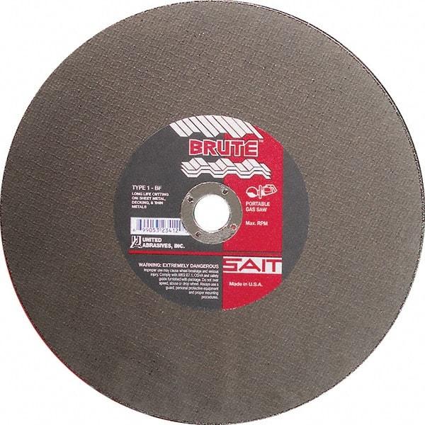 Sait - 12" Aluminum Oxide Cutoff Wheel - 1/8" Thick, 1" Arbor, 6,300 Max RPM, Use with Portable Tools - Industrial Tool & Supply