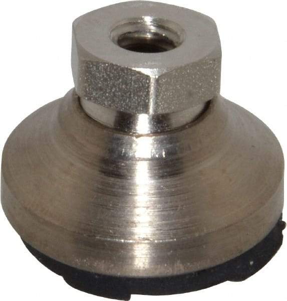 Gibraltar - 750 Lb Capacity, 1/4-20 Thread, 11/16" OAL, Steel Stud, Tapped Pivotal Socket Mount Leveling Pad - 1" Base Diam, Steel Pad, 1/2" Hex - Industrial Tool & Supply