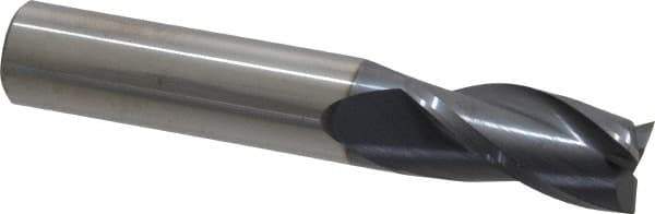 SGS - 1/2", 1" LOC, 1/2" Shank Diam, 3" OAL, 3 Flute, Solid Carbide Square End Mill - Single End, AlTiN Finish, Spiral Flute, 30° Helix, Centercutting, Right Hand Cut, Right Hand Flute, Series 5 - Industrial Tool & Supply