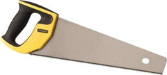 Stanley - 15" Steel Blade Fine Finish Saw - Ergonomic High Impact Polypropylene, Rubber Handle with Cushion Grip, 18-3/4" OAL - Industrial Tool & Supply