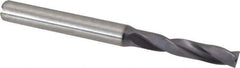 Kennametal - 3/16" 180° Spiral Flute Solid Carbide Screw Machine Drill Bit - TiAlN Finish, Right Hand Cut, 1-7/64" Flute Length, 66mm OAL, Flat-Bottom Point, Straight Shank, Through Coolant - Industrial Tool & Supply