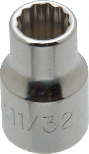 Proto - 11/32", 3/8" Drive, Standard Hand Socket - 12 Points, 1-3/32" OAL, Alloy Steel, Chrome Finish - Industrial Tool & Supply