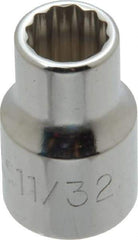 Proto - 11/32", 3/8" Drive, Standard Hand Socket - 12 Points, 1-3/32" OAL, Alloy Steel, Chrome Finish - Industrial Tool & Supply