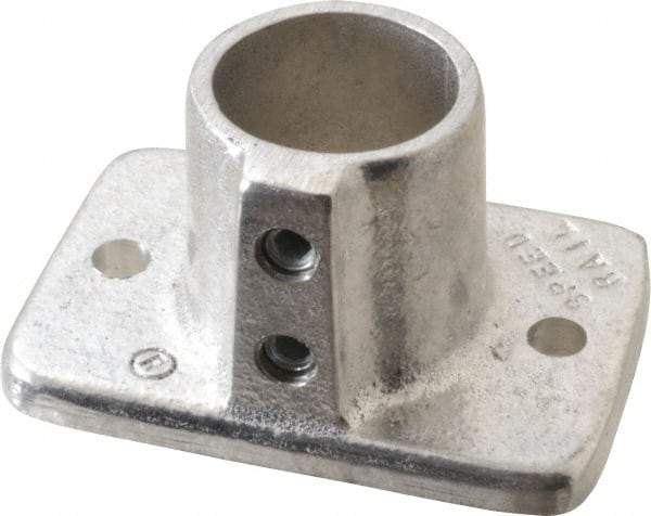Hollaender - 1" Pipe, Base Flange, Aluminum Alloy Flange Pipe Rail Fitting - Bright Finish - Industrial Tool & Supply