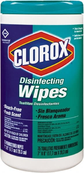 Disinfecting Wipes: Pre-Moistened Canister, 8 x 7″ Sheet, White