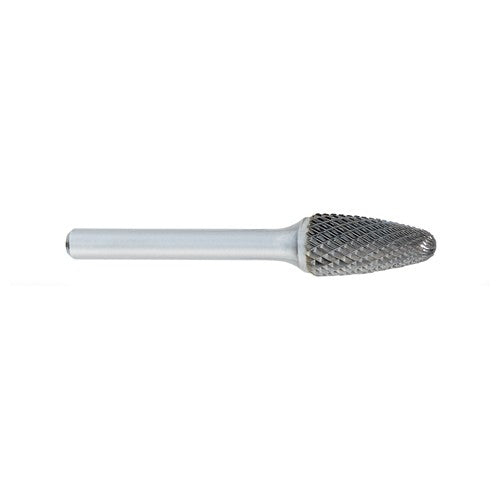 ‎SF-1 -6mm × 16mm LOC × 6mm Shank × 50mm OAL Round Nose Tree Carbide Medium Tough Cut Burr - Industrial Tool & Supply