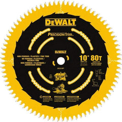 DeWALT - 10" Diam, 5/8" Arbor Hole Diam, 80 Tooth Wet & Dry Cut Saw Blade - Carbide-Tipped, Crosscut Action, Standard Round Arbor - Industrial Tool & Supply