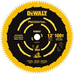 DeWALT - 12" Diam, 1" Arbor Hole Diam, 100 Tooth Wet & Dry Cut Saw Blade - Carbide-Tipped, Crosscutting Action, Standard Round Arbor - Industrial Tool & Supply