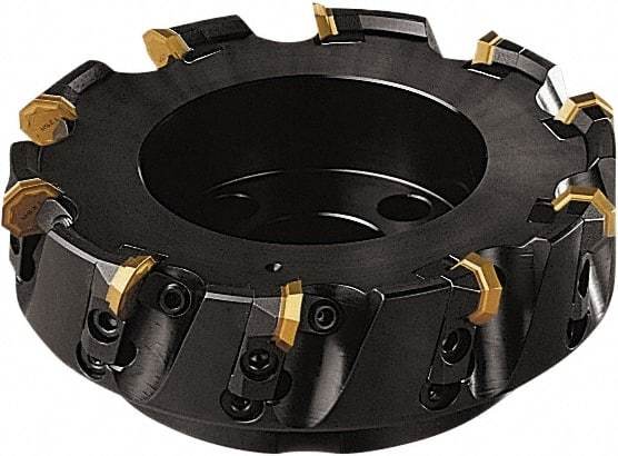 Seco - 137mm Cut Diam, 40mm Arbor Hole, 5mm Max Depth of Cut, 43° Indexable Chamfer & Angle Face Mill - 8 Inserts, OF.. 0704 Insert, Right Hand Cut, 8 Flutes, Series OctoMill - Industrial Tool & Supply